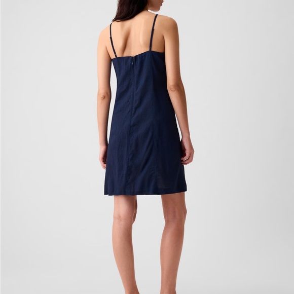 NWT linen-blend mini dress in indigo - Picture 2 of 7